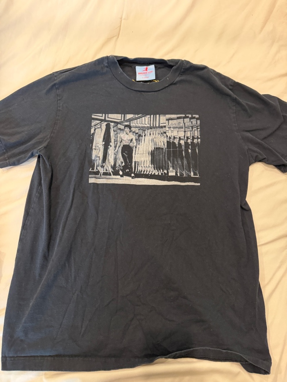 Black Graphic Short Sleeve Tee with Monochrome Front Print